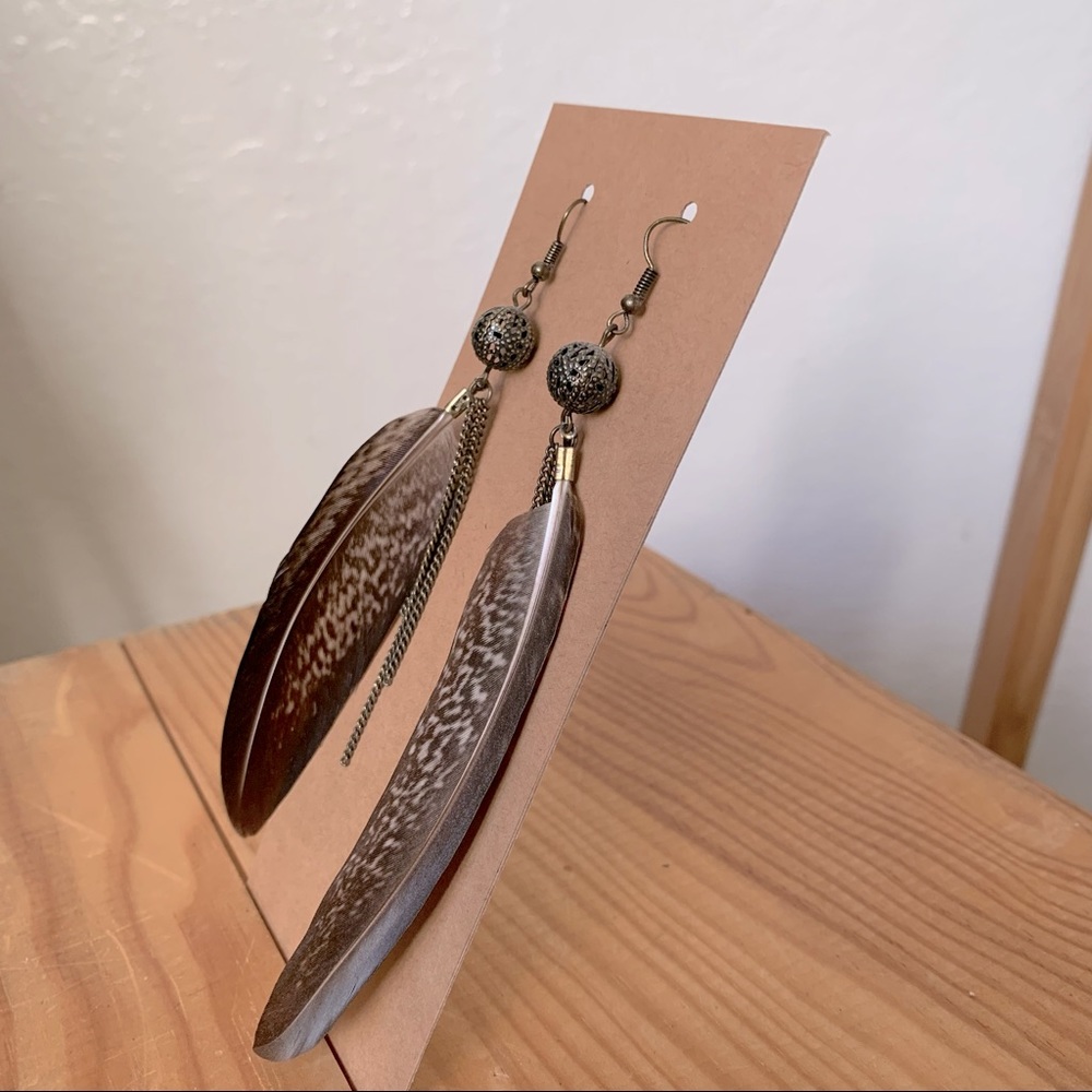 Feather Drop Earrings - image 2